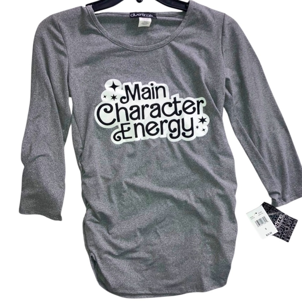 Gray Graphic Tee with 'Main Character Energy'